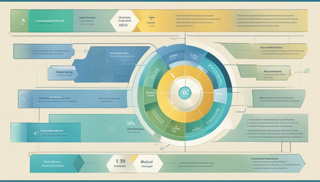Infographic with a central circular chart, text boxes, and a 71% statistic