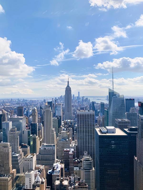 Aerial view of New York City skyline with Empire State.