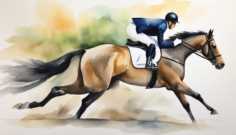 Jockey racing horse in watercolor style.