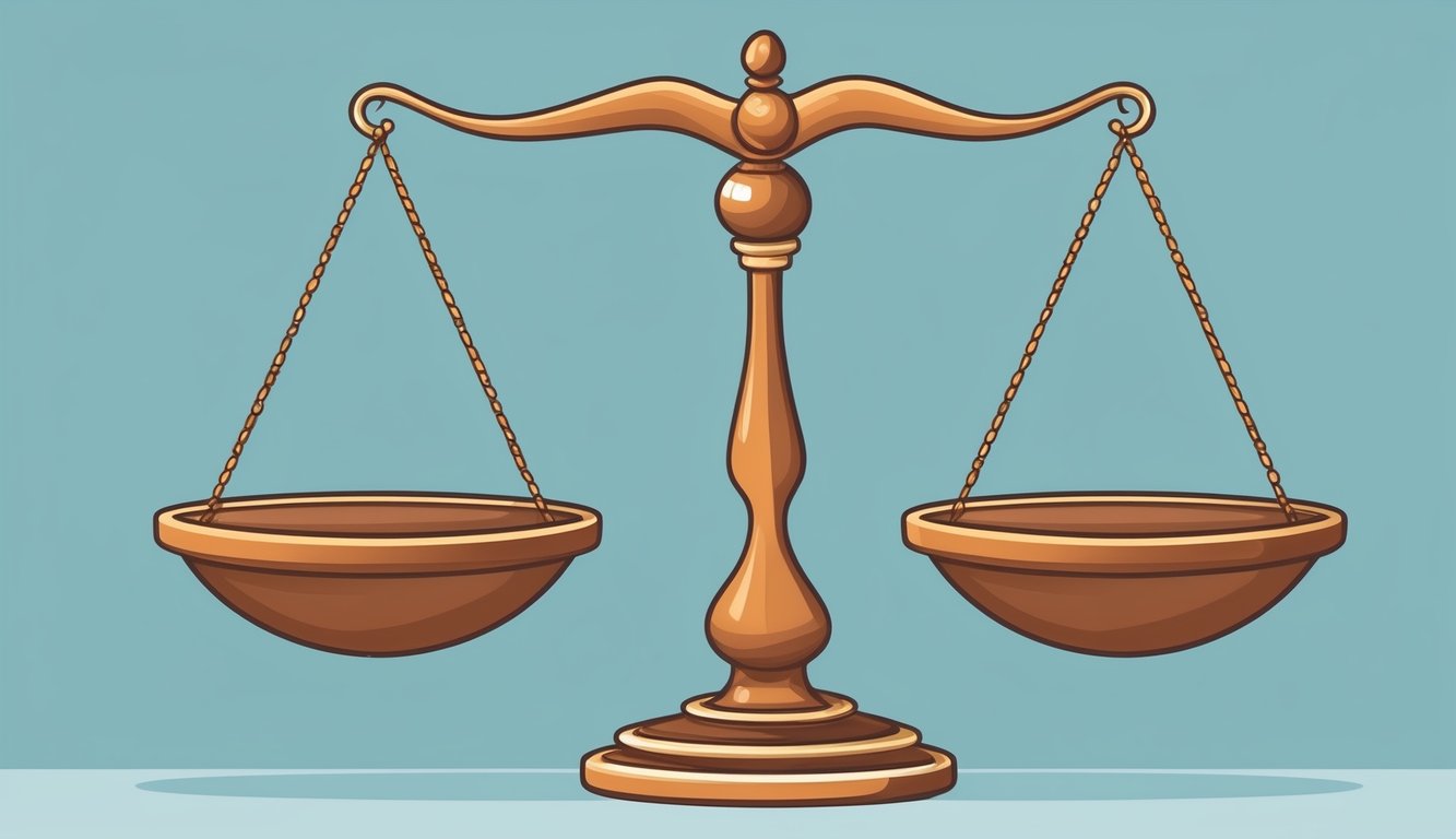 Illustration of a golden balance scale with two empty bowls