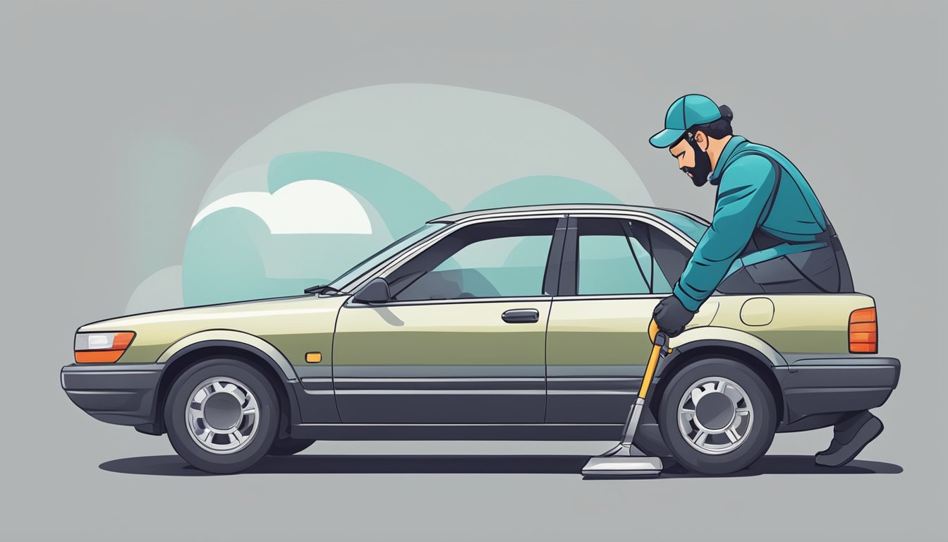 A mechanic carefully inspects a car, checking every detail to ensure quality and satisfaction for the automobile policy