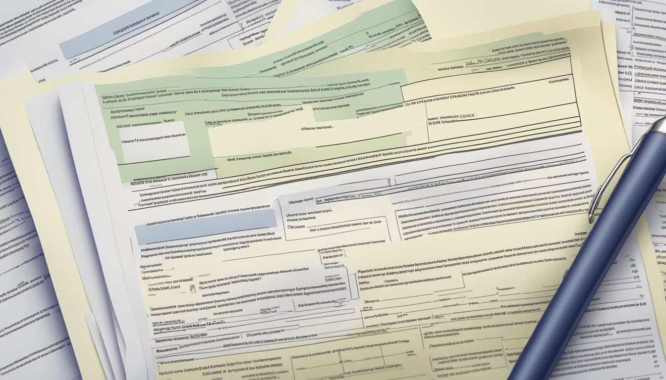 A document with legal and financial terms, with errors highlighted