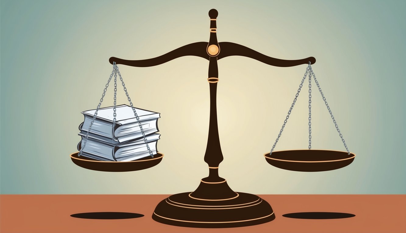 A scale with one side weighted down by unfair clauses, while the other side remains empty, symbolizing the imbalance in contract terms