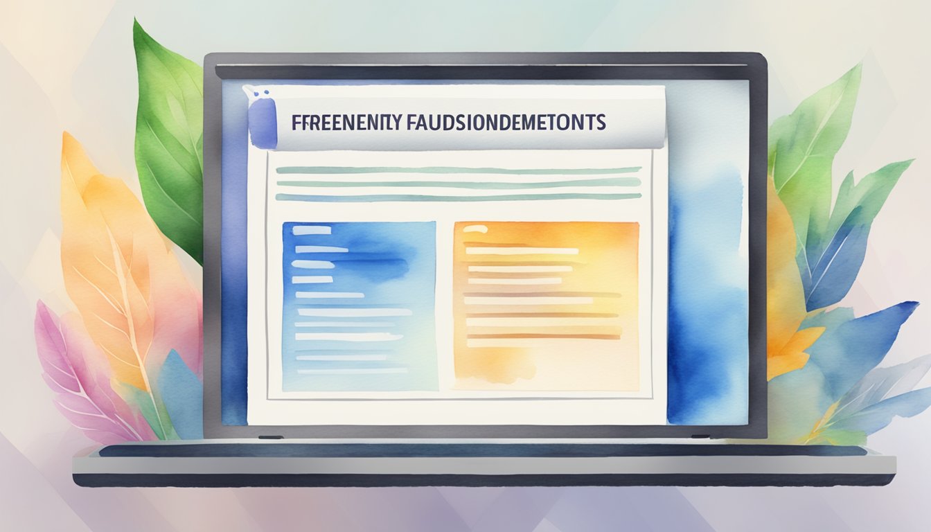 A large, bold "Frequently Asked Questions Endorsement definition" displayed on a computer screen with a checkmark icon next to it