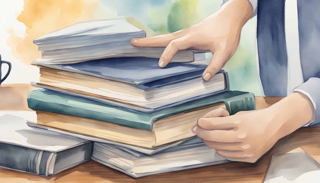 A stack of books with "Frequently Asked Questions Actuarial Science definition" on a desk.</p><p>A person's hand reaching for a book