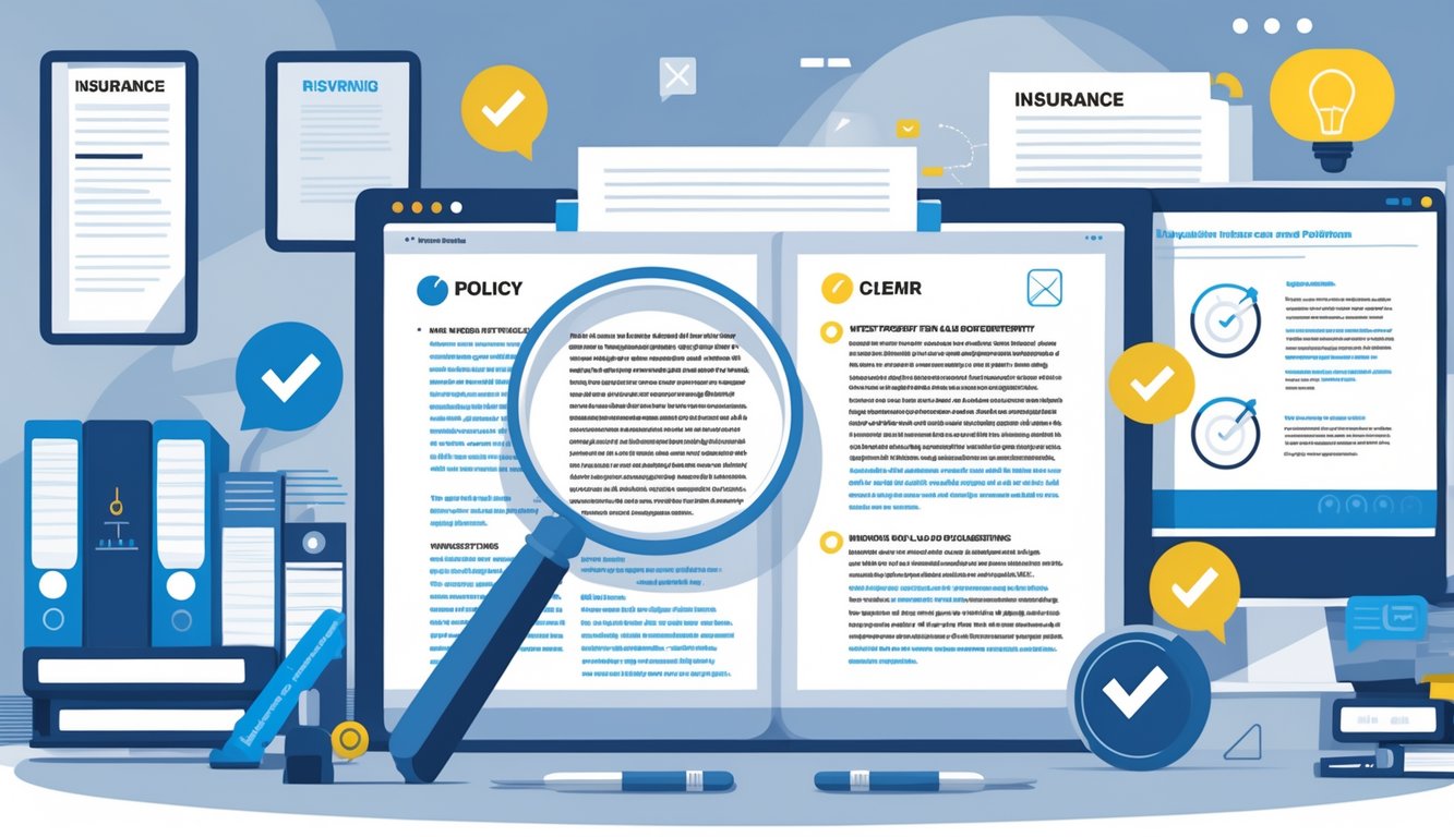A tidy desk with an open document surrounded by icons representing clarity, accuracy, and communication, set in an office environment with bookshelves and a computer.